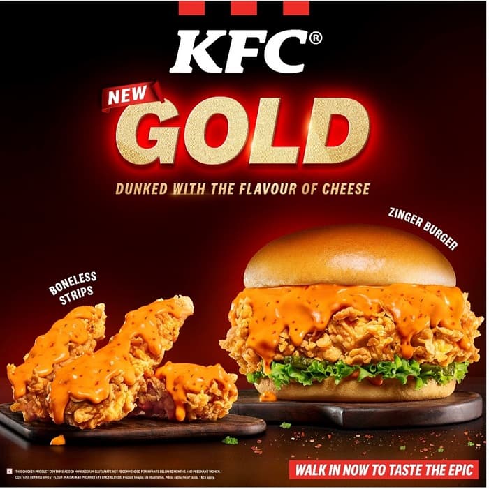 Enjoy KFC favourites such as Zinger burger, Boneless Strips & Fries dunked with the flavour of cheese