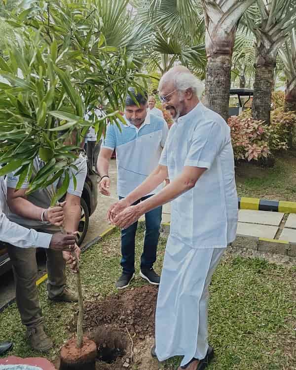 Superstar Rajinikanth planted a sapling at POPPYS Tuskers Hill Resort - Anaikatti, in the presence of Mr. S. K. Hari Arumugam, Managing Director of Poppys Hotels
