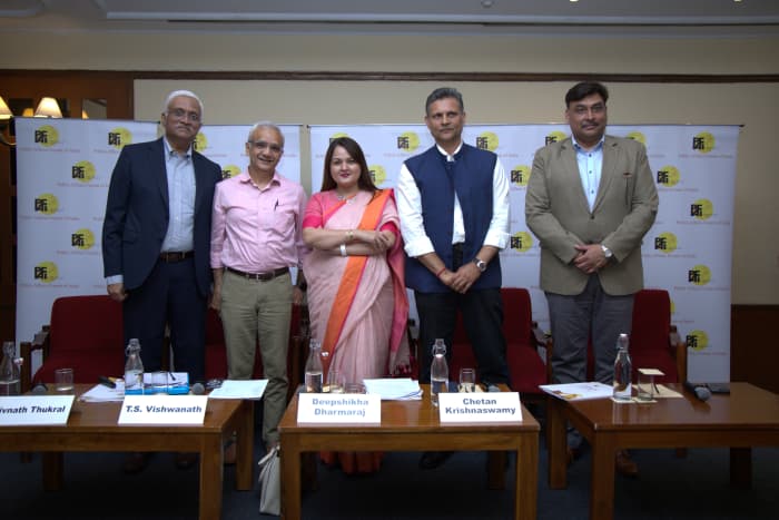 From left to right: T.S. Vishwanath, Director General, Founding Member and Past President, PAFI and Founder and Executive Chairman VeK; Shivnath Thukral, Vice President, Public Policy, Meta India is the new Secretary, PAFI; Deepshikha Dharmaraj, outgoing President of PAFI and CEO, Burson India; Chetan Krishnaswamy, President, PAFI and Vice President, Public Policy, Amazon India for the year 2025-26; Ranjeet Goswami, Global Head, Corporate Affairs, Tata Consultancy Services Ltd (TCS) is the new treasurer.